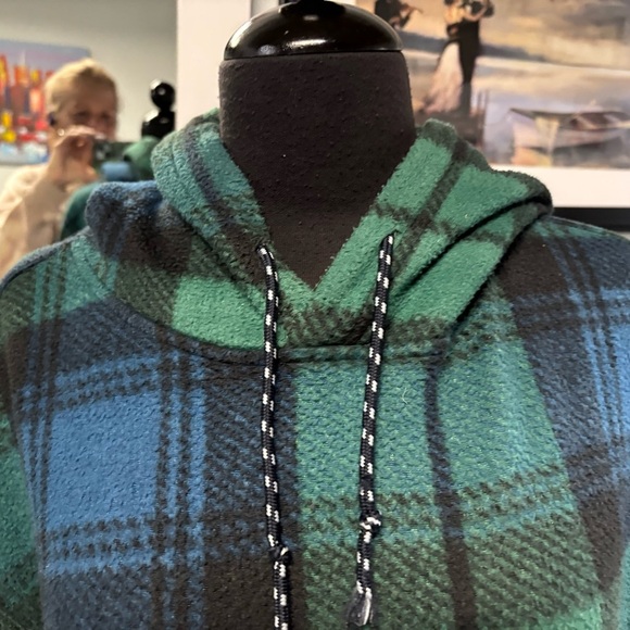 ❤️Y2K Urban Outfitters green plaid fleece hoodie Size S - Picture 2 of 5